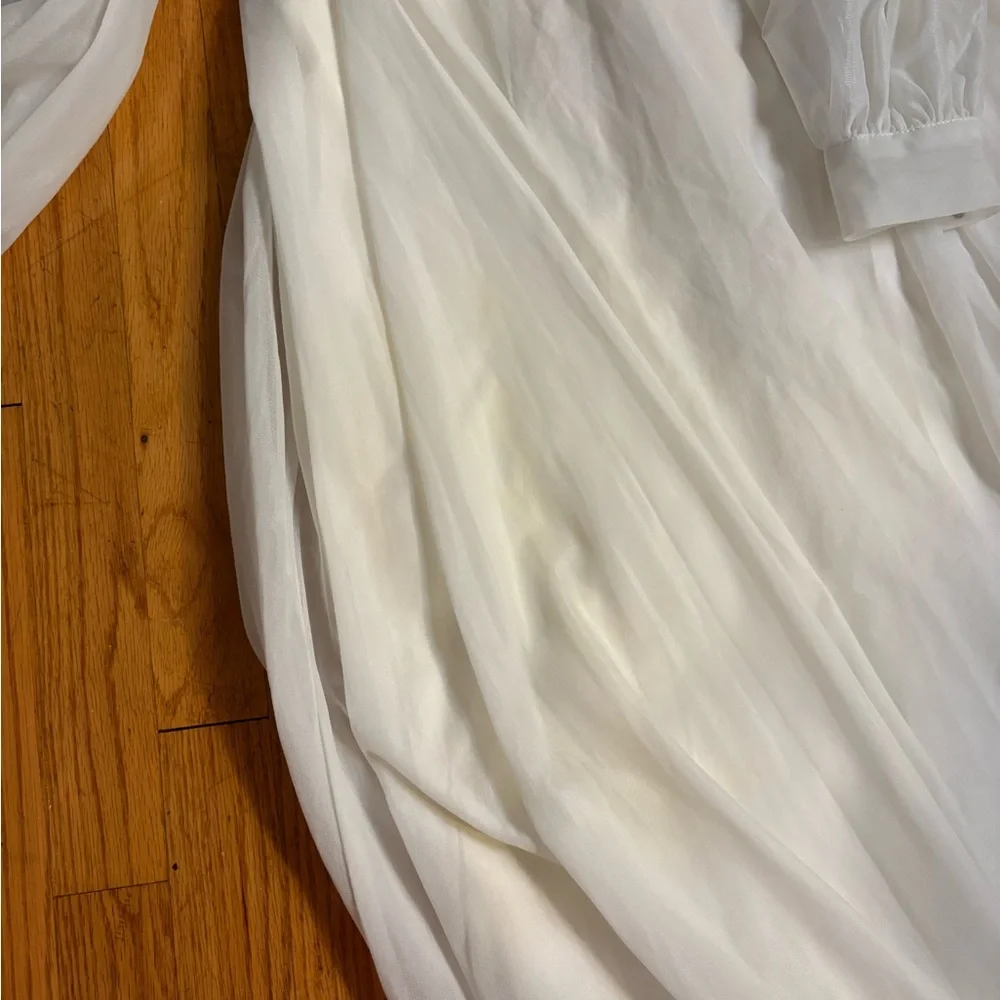 Vintage 1970s Mike Benet Prairie Wedding Dress – Ruffle Collar & Embroidery - Picture 4 of 5